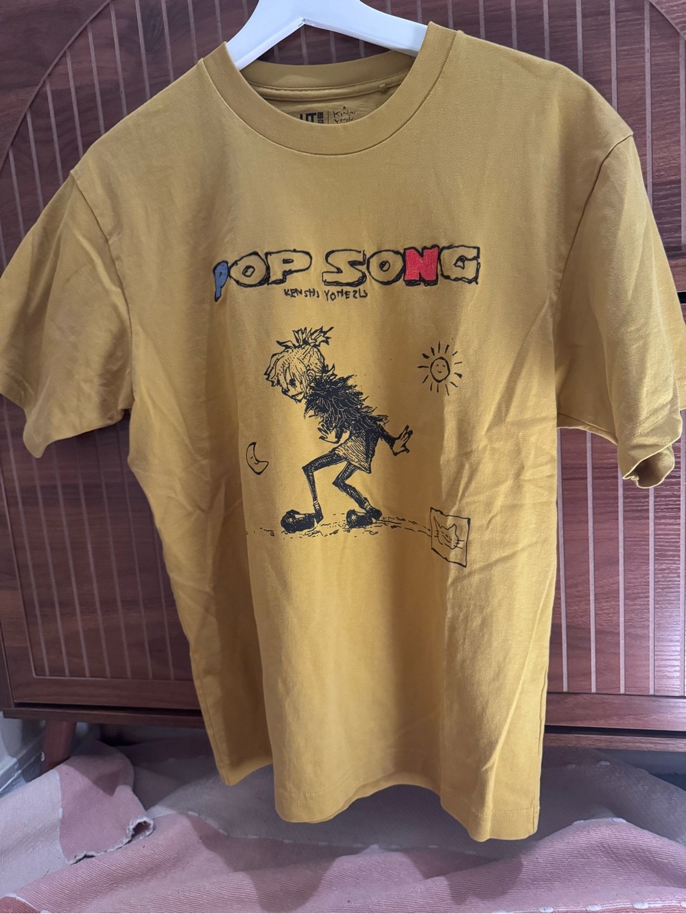 Uniqlo Pop Song Graphic Tee in Mustard Yellow